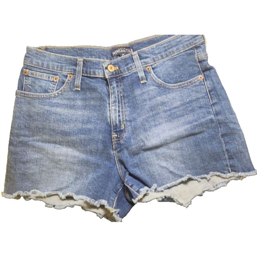 J. Crew Mercantile Shorts Women 29 Blue Denim Raw Hem Cutoff Casual Beach - Picture 4 of 11